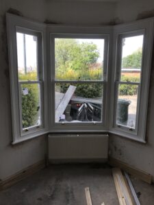 Newly installed timber sash window in a Victorian property in South East London