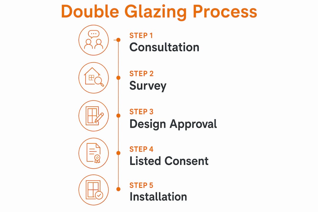 Infographic outlining double glazing approval steps